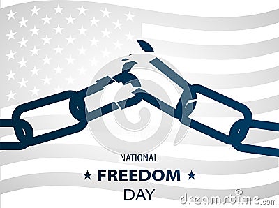 1st February National Freedom Day Illustration with a broken chains as a symbol of freedom. posters template. Vector Illustration