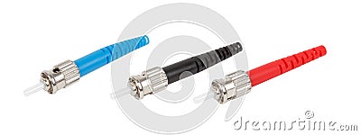 ST fiber optic connectors isolated Stock Photo