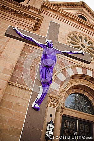 St. Francis Cathedral Santa Fe Jesus Shrouded Cros Stock Photo