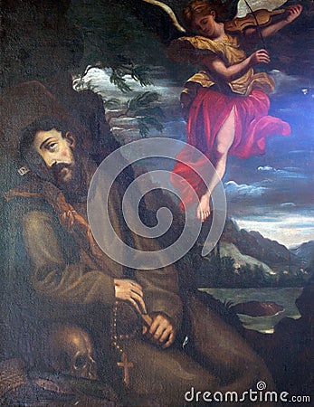 St Francis Comforted by an Angel Stock Photo