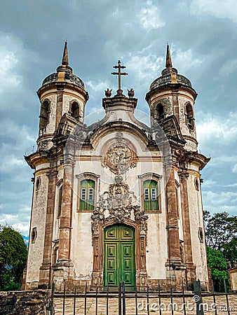 St francisco church baroque rococo archictecture at colonial city of Ouro Preto, state of Minas Gerais, Brazil Stock Photo