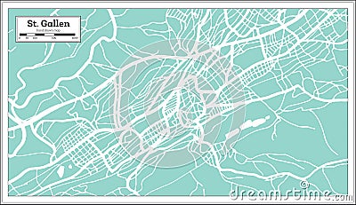 St. Gallen Switzerland City Map in Retro Style. Outline Map Stock Photo