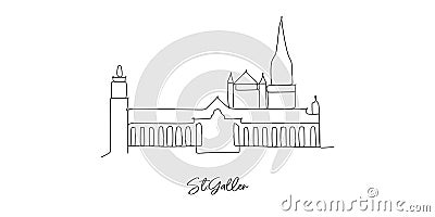 St. Gallen of the Switzerland landmarks skyline vector illustration Stock Photo