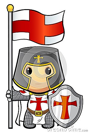 St George Cartoon Knight Vector Illustration