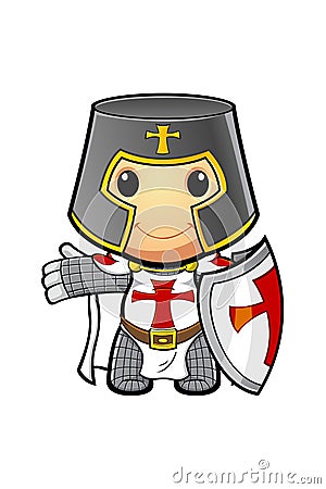 St George Cartoon Knight Vector Illustration