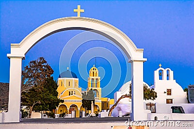 St George Church Ekklisia Agios Georgios Oia, Santorini, Greec Stock Photo