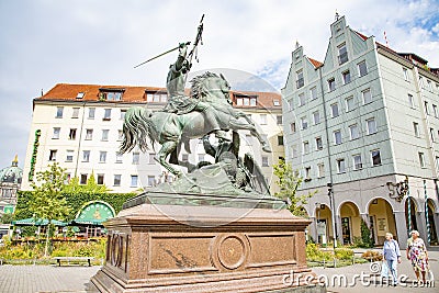 St. George and the Dragon Statue, Berlin, Germany Editorial Stock Photo