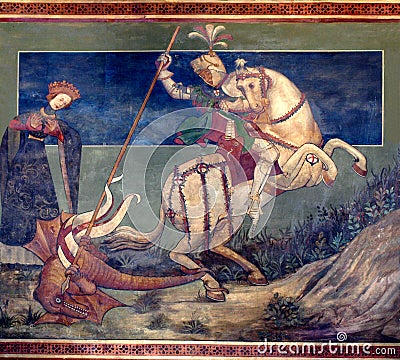 St George killing the drake Stock Photo