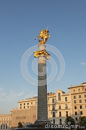 St George Monument, Freedom Square, Tbilisi, Georgia 06/10/2019 Editorial Stock Photo