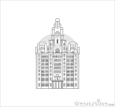 St Georges Hall in Liverpool for web and mobile design isolated on a white background Cartoon Illustration