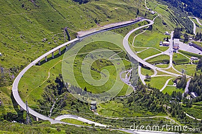 St Gotthard pass towards from Switzerland to Italy Stock Photo