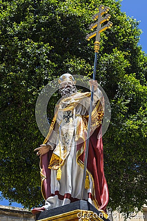 St. Gregory Statue in Independence Square on Gozo Stock Photo