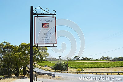 St Hallett winery sign, Barossa Valley. Editorial Stock Photo