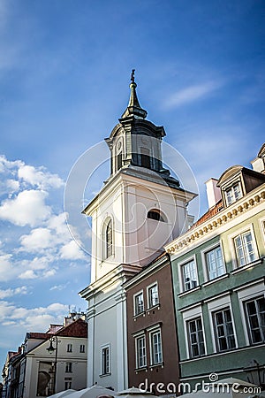 The St. Hyacinth`s Church in New Town of Warsaw, Poland Stock Photo