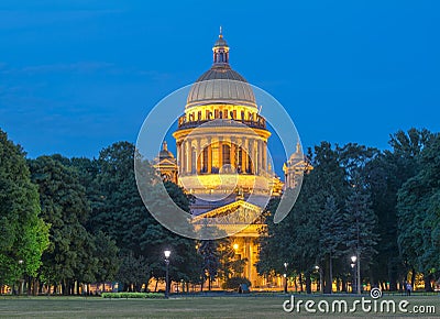 St. Isaac`s Cathedral at white night, Saint Petersburg, Russia Editorial Stock Photo