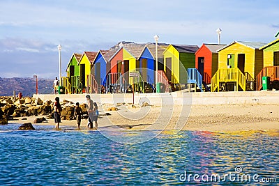 St James beach bathing boxes, Cape Town, South Africa Editorial Stock Photo