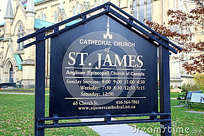 St. James Cathedral Sign Editorial Stock Photo