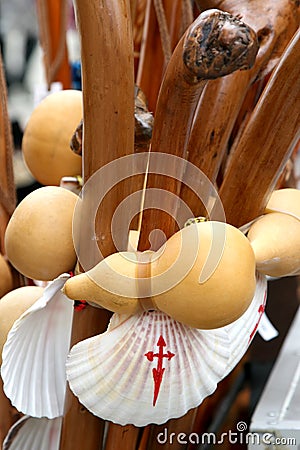 St. James pilgrim accessories in Spain Stock Photo