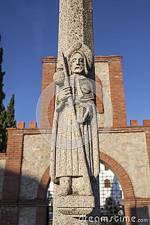 St. James sculpture passing through The Silver Route or Mozarabic Way, Extremadura, Spain Stock Photo