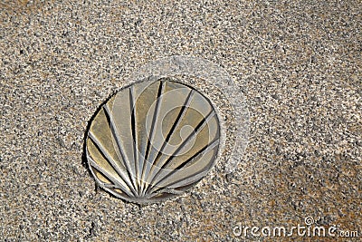 St James Way Shell Symbol, Santiago de Compostela Editorial Stock Photo