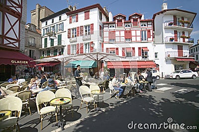 St. Jean de Luz, on the Cote Basque, South West France, a typical fishing village in the French-Basque region near the Spanish Editorial Stock Photo