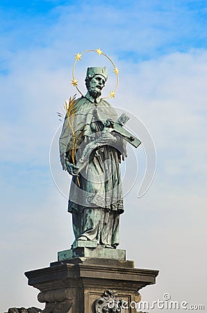 St. John of Nepomuk, Charles bridge, Prague Stock Photo