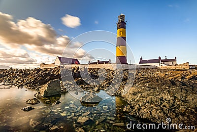 St. John Point Lighthouse Northern Ireland long exposure Stock Photo