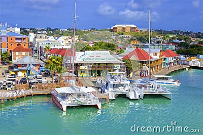 St John`s and a cruise port in Antigua, Caribbean Editorial Stock Photo