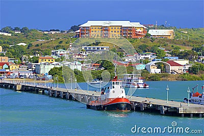 St John`s and a cruise port in Antigua, Caribbean Editorial Stock Photo