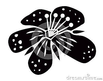 St. John`s wort flower holed with petals spots and stamens logo Vector Illustration
