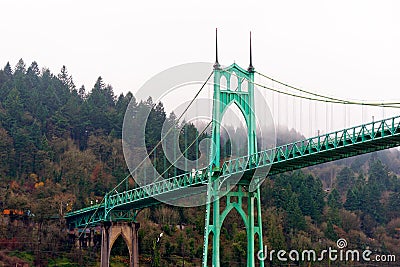 St Johns bridge Portland Oregon arches gothic style Stock Photo