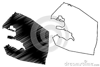 St. Johns City Antigua and Barbuda, Antigua island map vector illustration, scribble sketch City of St. John`s map Vector Illustration