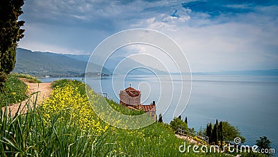 St. Jovan Kaneo church in spring Stock Photo