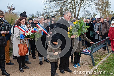 St Julien Les Metz, October 17, 2019. 75th anniversary of the liberation of Metz by the 95th division United States Editorial Stock Photo