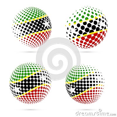 St. Kitts and Nevis halftone flag set patriotic. Vector Illustration