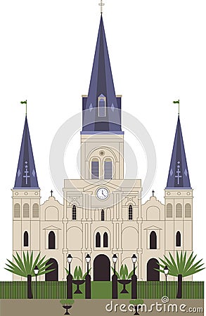 St. Louis Cathedral Vector Illustration