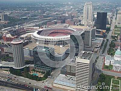 St Louis Missouri City Aerial View Baseball Stadium Stock Photo