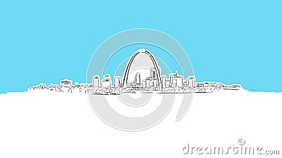 St Louis, Missouri Skyline Panorama Vector Sketch Vector Illustration