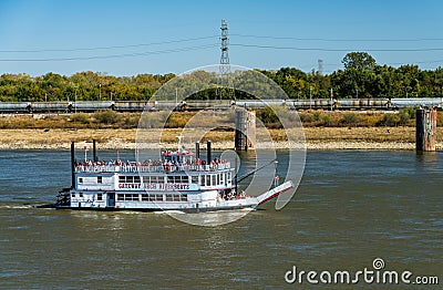 Gateway Arch riverboat on Mississippi river in St Louis MO Editorial Stock Photo