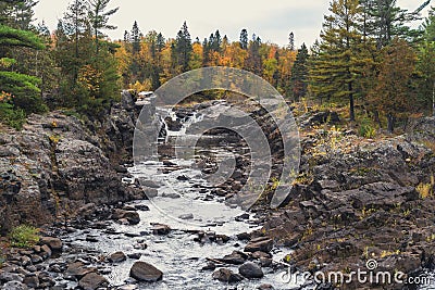 The St. Louis River and rapids at Jay Cooke State Park in Minnesota in autumn Stock Photo