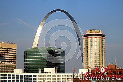 St. Louis Skyline and Gateway Arch Editorial Stock Photo