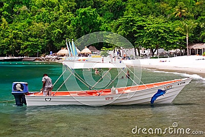 St. Lucia - Jalousie Beach Water Taxi Editorial Stock Photo