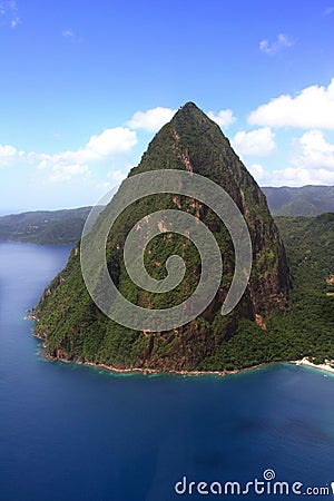 St. Lucia Petit Piton aerial Stock Photo