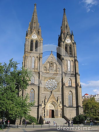 The St. Ludmila Church in Prague. Stock Photo