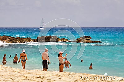 St. Maarten Maho Bay Beach Editorial Stock Photo