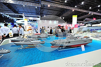 ST Marine showcasing its fleet of new generation offshore, fearless and littoral mission vessels at Singapore Airshow Editorial Stock Photo