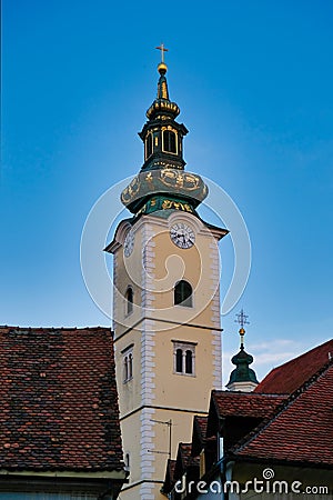 St Mary at Dolac Clock Tower, Zagreb, Croatia Stock Photo