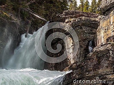 St.Mary Falls of Glacier National Park Stock Photo