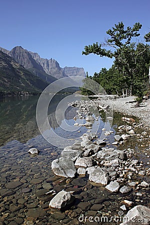 St Mary Lake Stock Photo