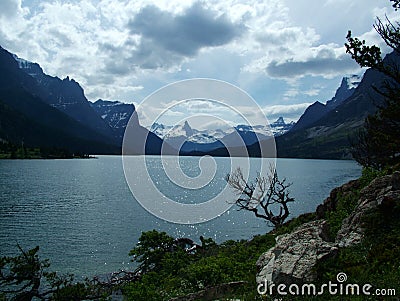 St Mary Lake, Incoming Storm Stock Photo